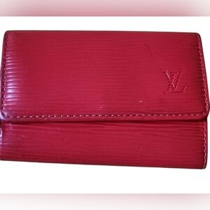 Preowned‎ Louis Vuitton Red Key Holder With COA